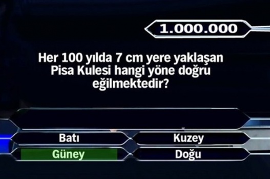 1 Milyonluk 11 final sorusu 12