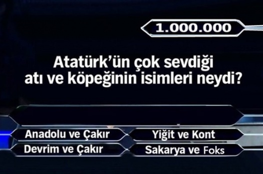 1 Milyonluk 11 final sorusu 2