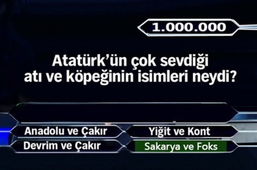 1 Milyonluk 11 final sorusu 3