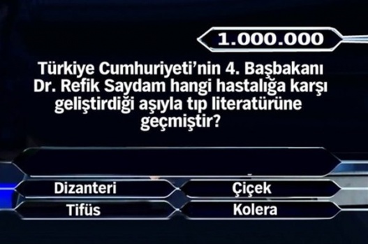 1 Milyonluk 11 final sorusu 7