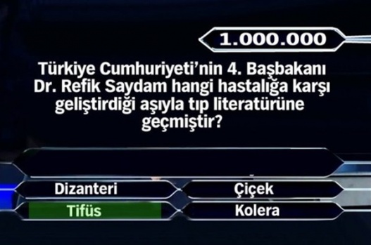 1 Milyonluk 11 final sorusu 8