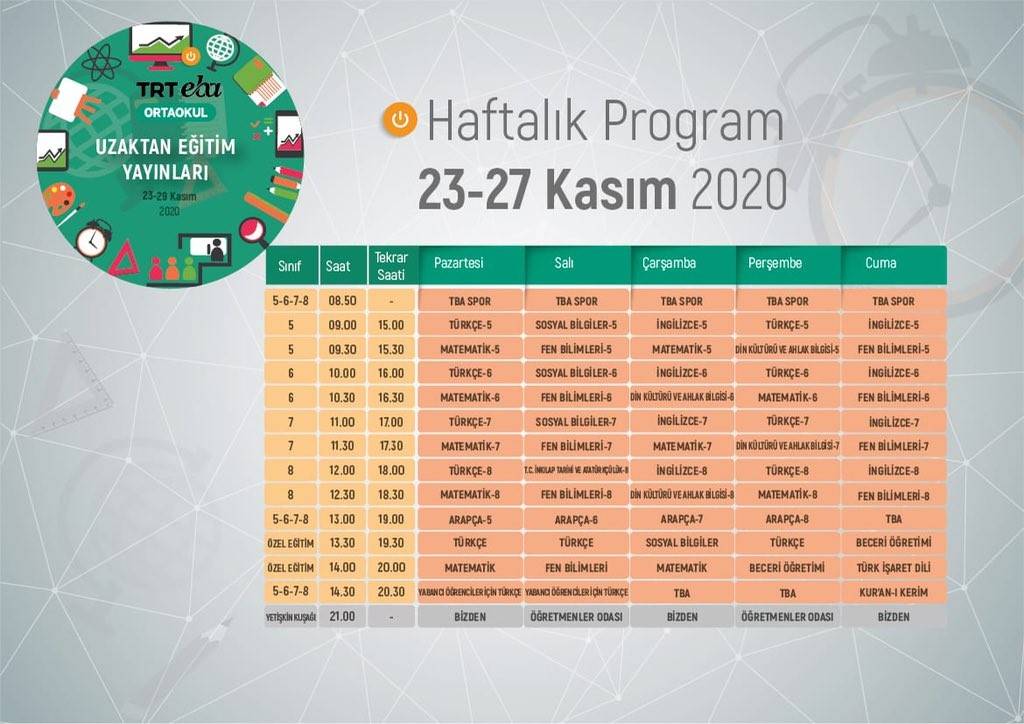 MEB, uzaktan eğitimin ilk hafta programını yayımladı 2