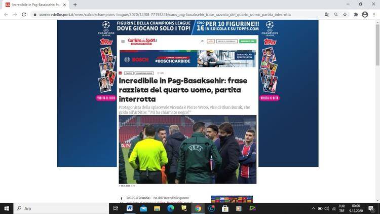 Dünya basını PSG - Başakşehir maçının ırkçı dördüncü hakemini böyle gördü 8