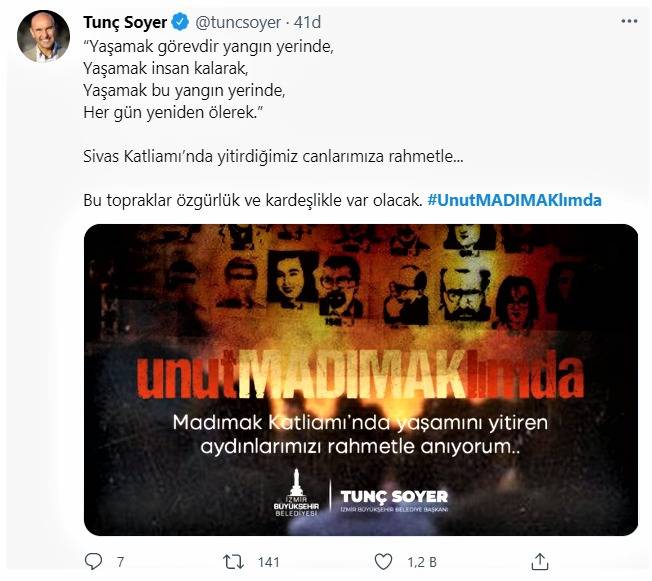 Siyasi ve ünlü isimlerden "Madımak" mesajları 9