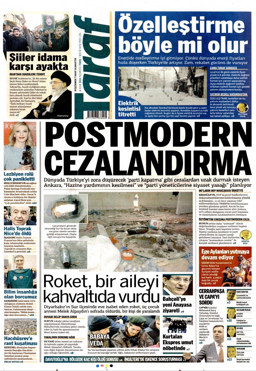 4 Ocak 2016 gazete manşetleri 10