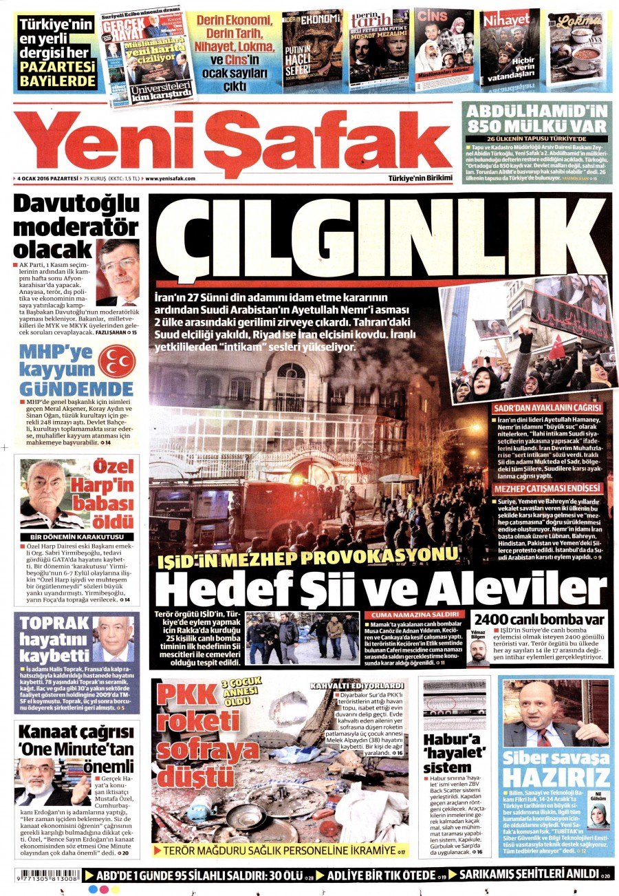 4 Ocak 2016 gazete manşetleri 3