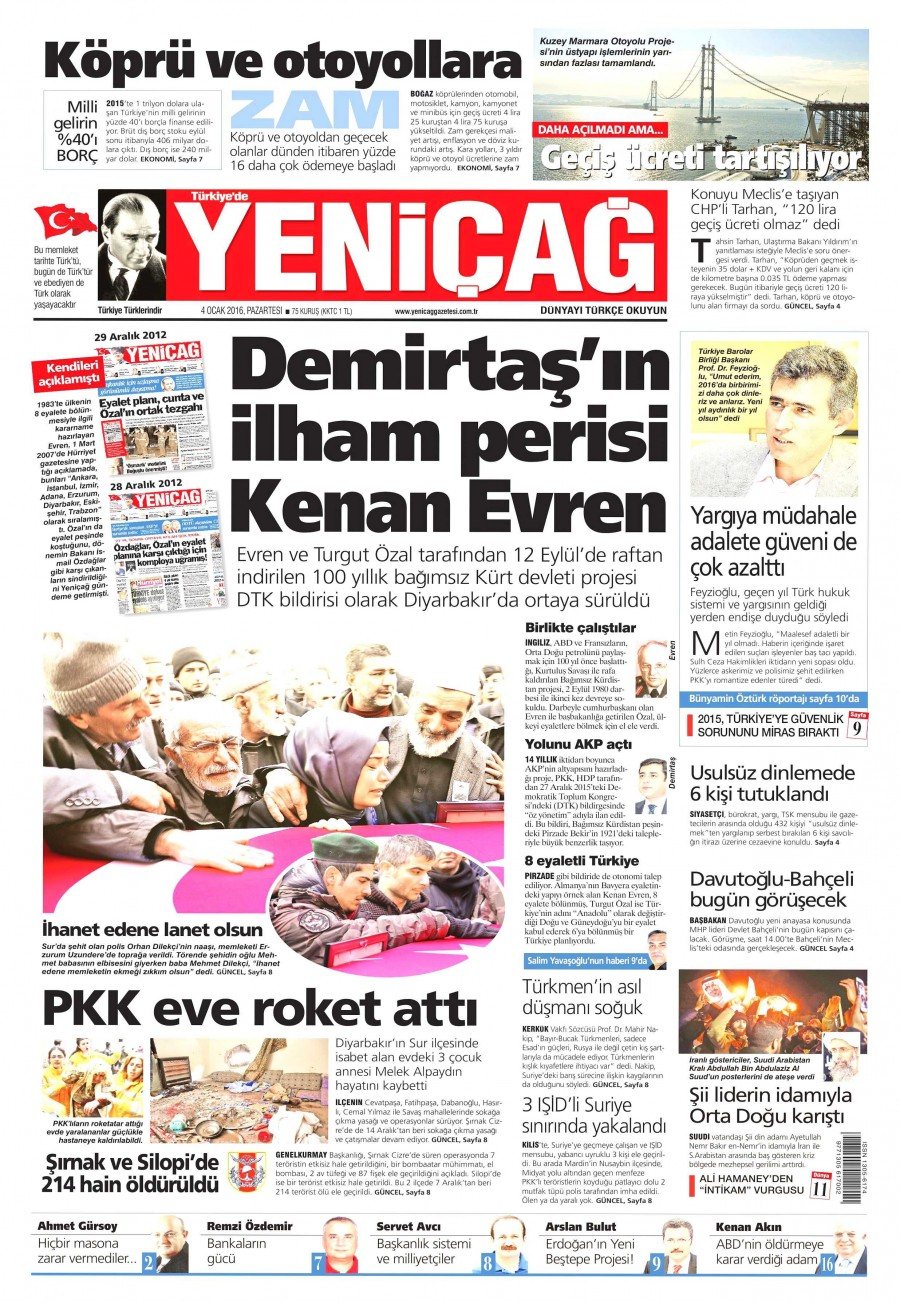 4 Ocak 2016 gazete manşetleri 4