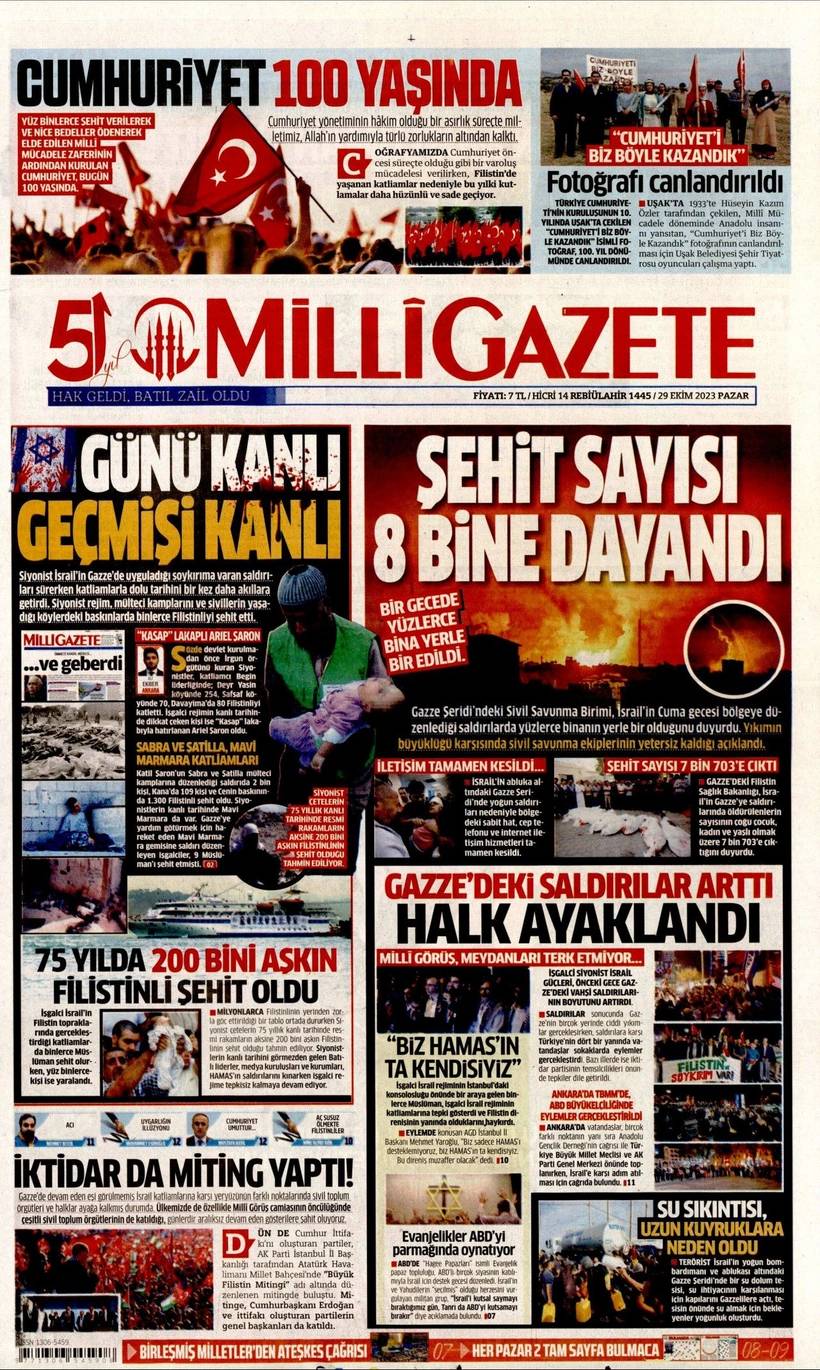 Cumhuriyet'in 100. yılında gazete manşetleri 14