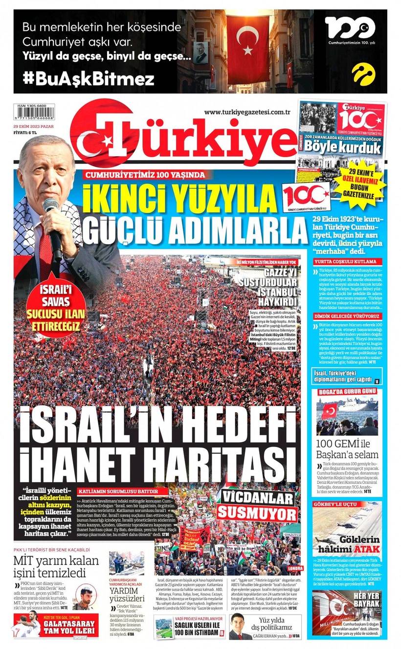 Cumhuriyet'in 100. yılında gazete manşetleri 21