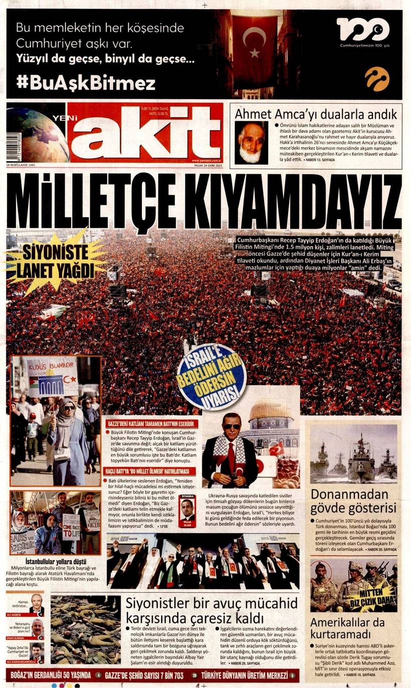 Cumhuriyet'in 100. yılında gazete manşetleri 22