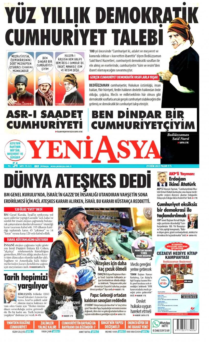 Cumhuriyet'in 100. yılında gazete manşetleri 23