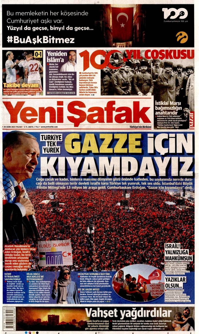 Cumhuriyet'in 100. yılında gazete manşetleri 26