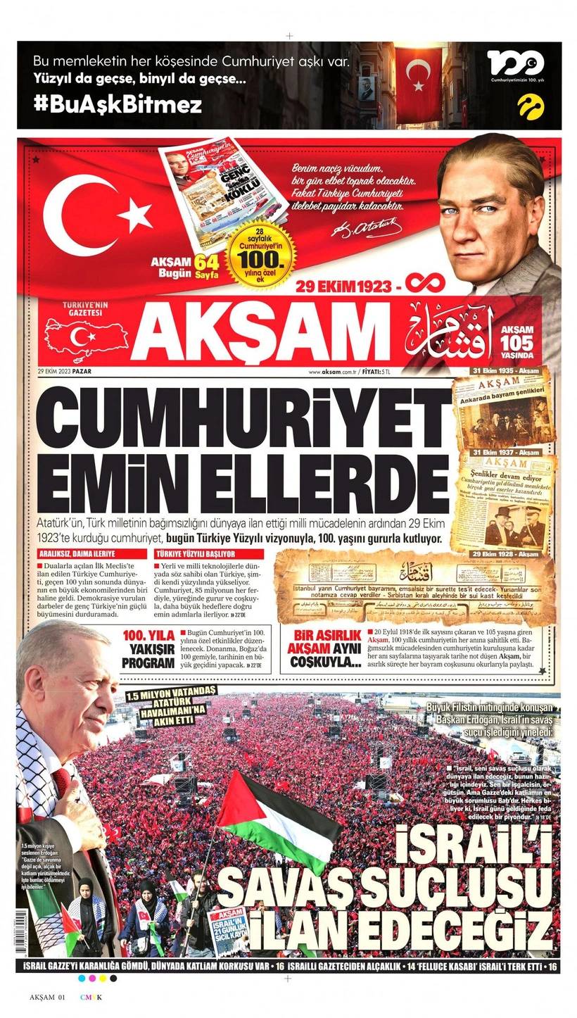 Cumhuriyet'in 100. yılında gazete manşetleri 5