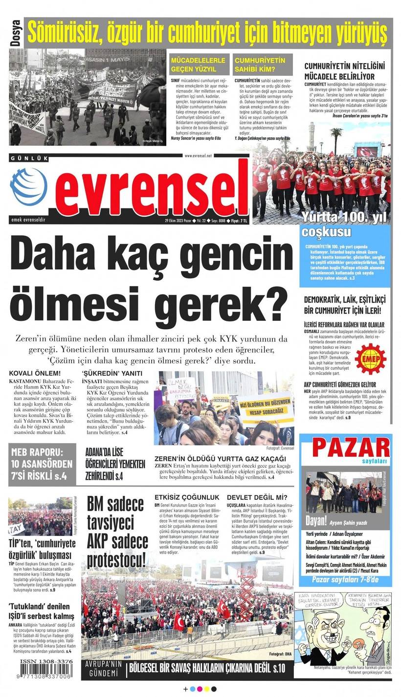 Cumhuriyet'in 100. yılında gazete manşetleri 8