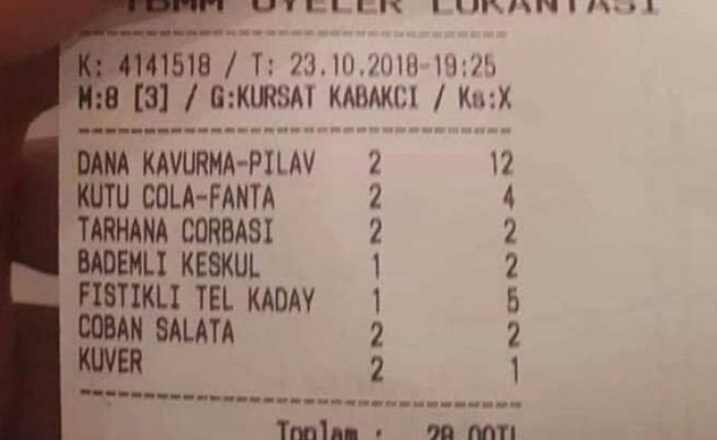 Meclis lokantasındaki hesap sosyal medyada olay yarattı