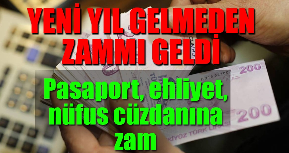 Pasaport, ehliyet ve nüfus cüzdanına yeni yıl zammı