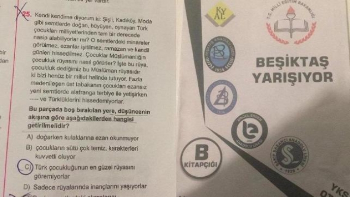 Lisedeki deneme sınavında skandal soru!