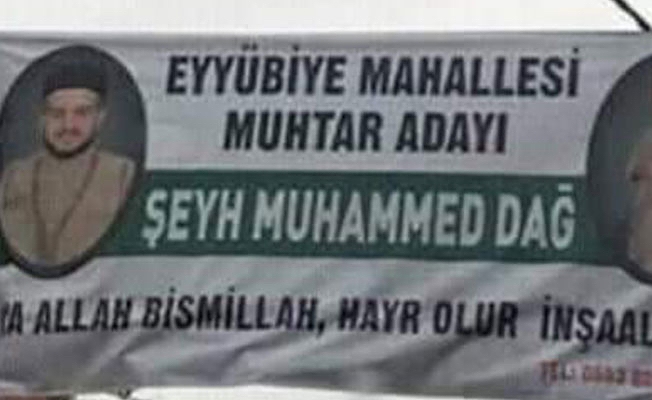 Adaylık pankartına 'şeyh' yazmayı unutmadı: Ya Allah bismillah...
