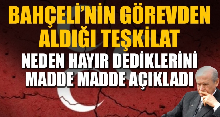 Bahçeli'nin görevden aldığı teşkilat neden hayır dediklerini madde madde anlattı