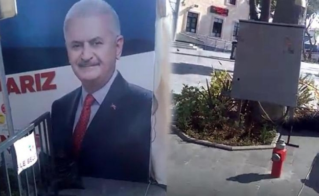 Cami trafosundan Binali Yıldırım propagandası!