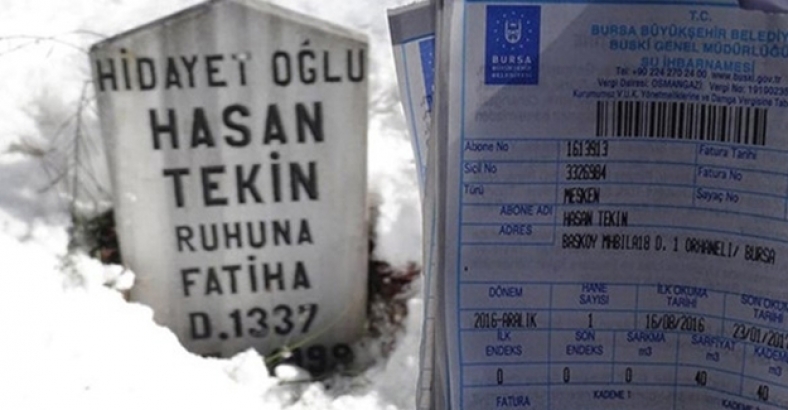 Bursa'da ölülere su faturası geldi!