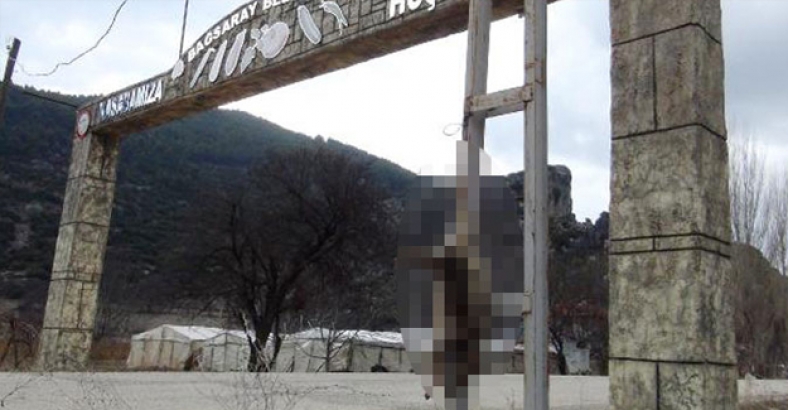 Öldürüp iple direğe astılar