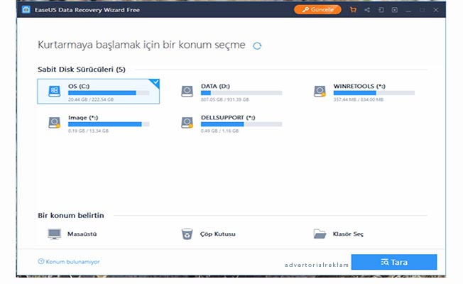 EaseUS Data Recovery Wizard İle Verilerinizi Ücretsiz Kurtarın