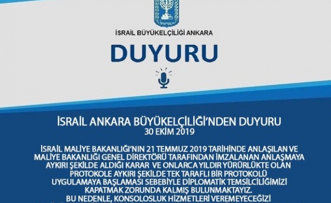 İsrail'in diplomatik temsilciliklerini kapattı