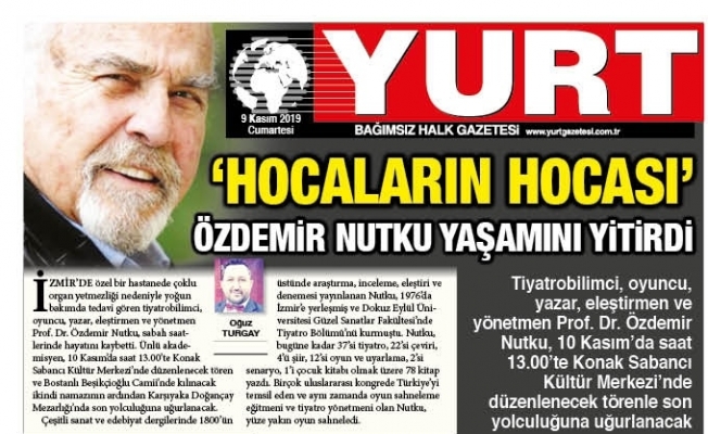 Özdemir Nutku'nun ardından saygıyla...