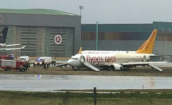 Sabiha Gökçen'de uçak pistten çıktı