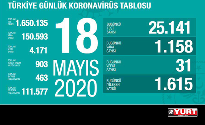 Türkiye'de koronavirüs nedeniyle bugün can kaybı 31