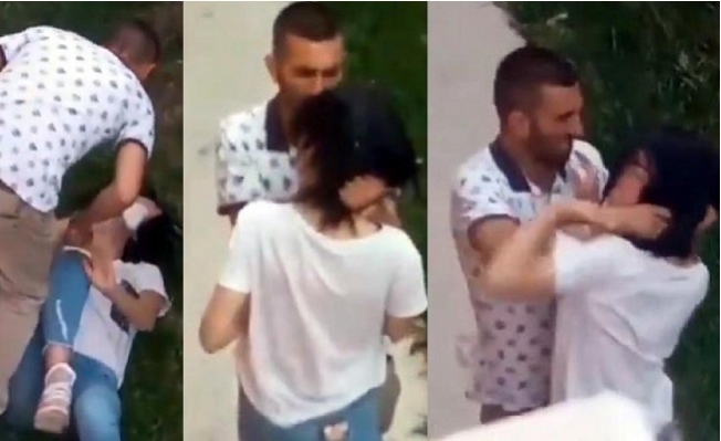 Sokak ortasında bir kadını dövdü!