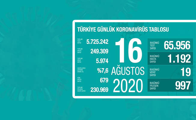 Türkiye'de koronavirüsten hayatını kaybedenlerin sayısı 5 bin 974 oldu