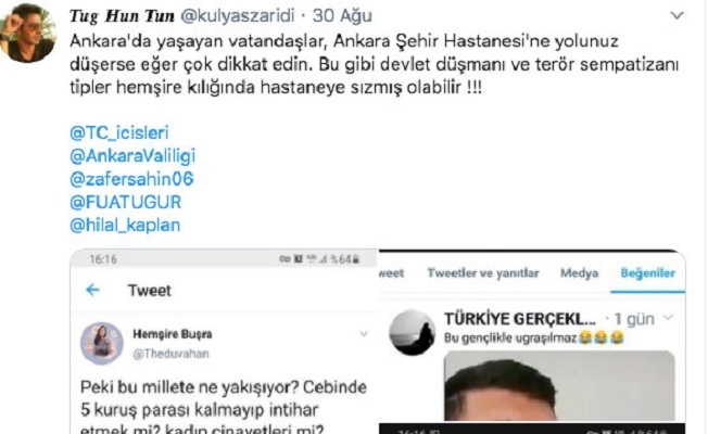 Troller Büşra Hemşire'yi terörist ilan etti!