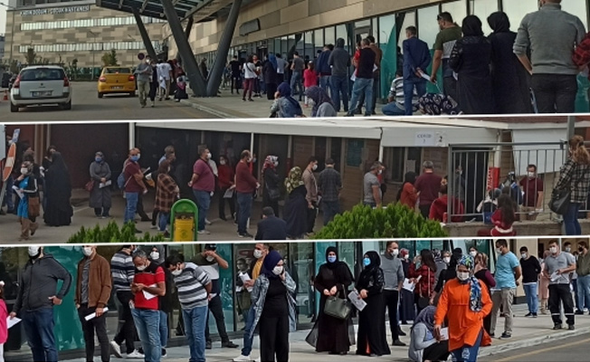 Hastane önünde metrelerce Covid-19 kuyruğu!