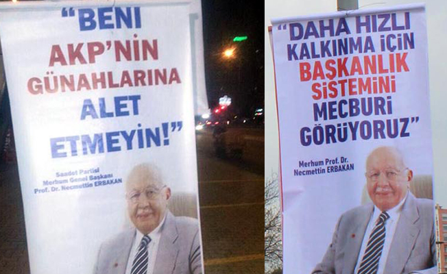 Erbakan afişiyle 'evet - hayır' savaşı