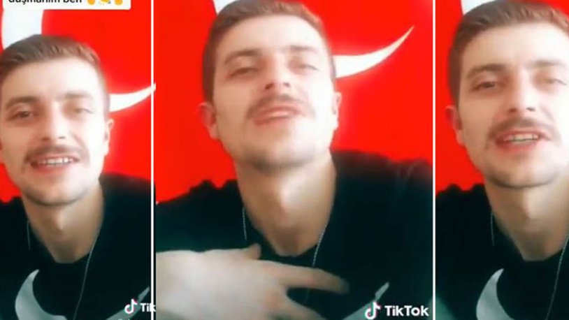 Türk bayrağının önüne geçti, Atatürk'e hakaret etti