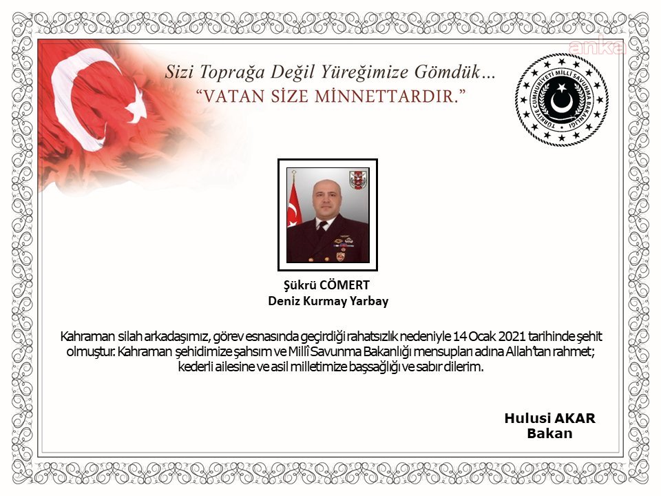 Milli Savunma Bakanlığı'ndan şehit haberi!