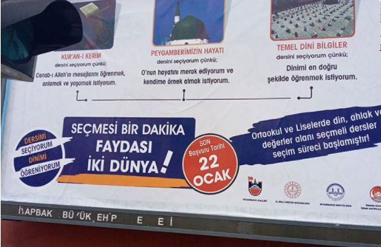 Valilik, il milli eğitim, müftülük ve imam hatip derneğinden 'seçmeli din dersleri' için ortak afiş