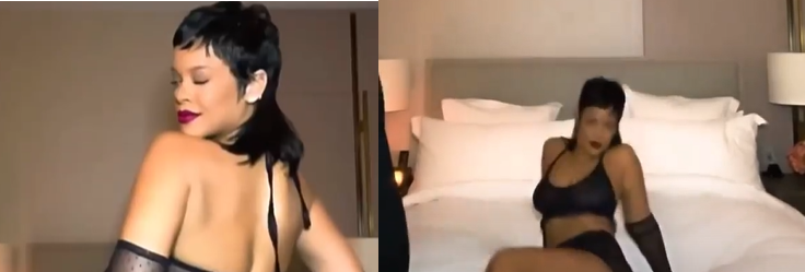 Rihanna iç çamaşırlarıyla dans etti