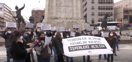 Pandemi mağduru kafe ve bar çalışanlarından “Geçinemiyoruz” eylemi!