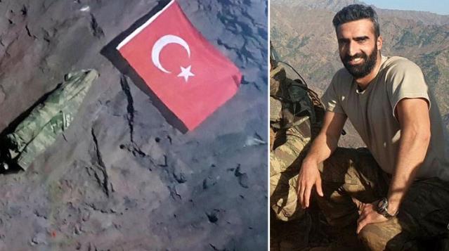 Gara'da şehit olan Yüzbaşı Burak Coşkun, Hakurk'a Türk bayrağını dikmiş