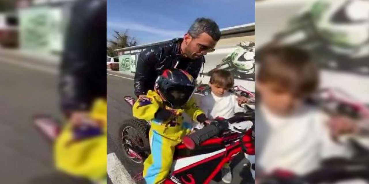 AKP'li Kenan Sofuoğlu henüz 2 yaşında bile olmayan çocuğuna motosiklet sürdürdü