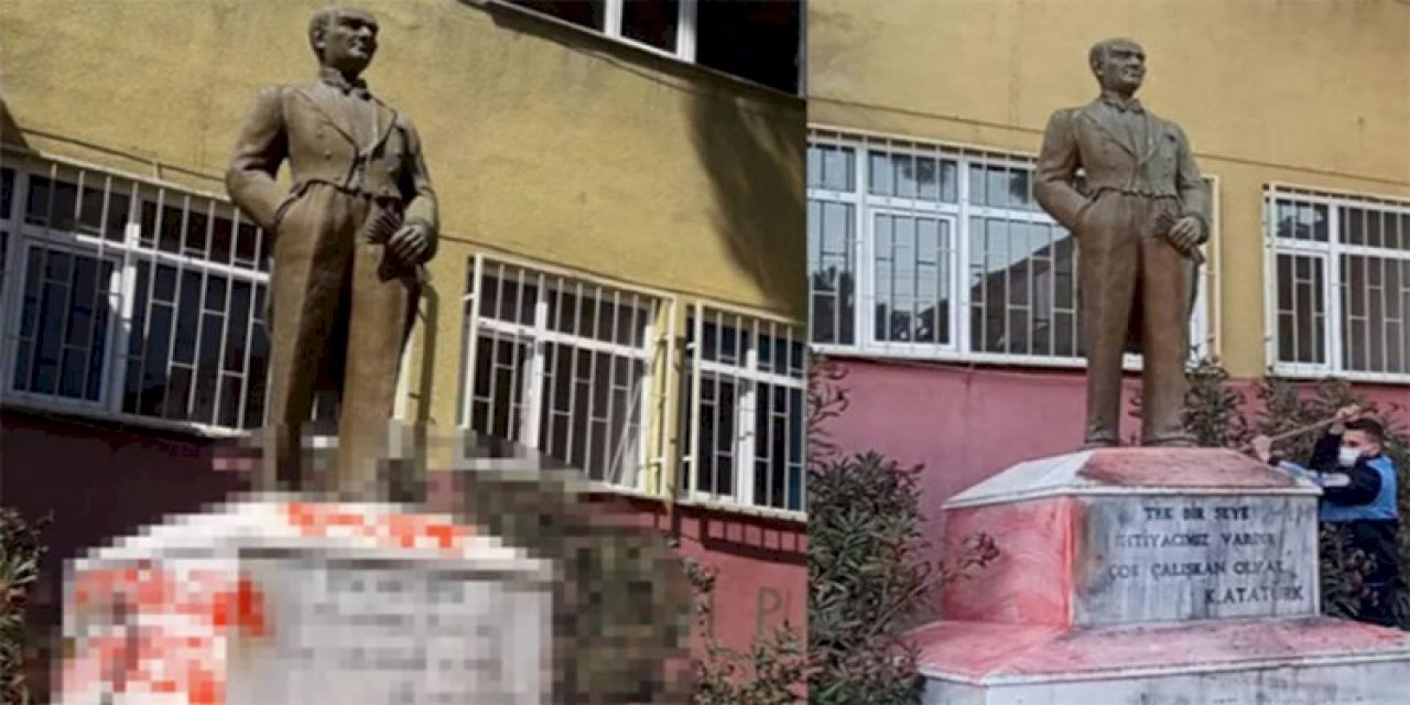 Atatürk büstüne alçak saldırı!