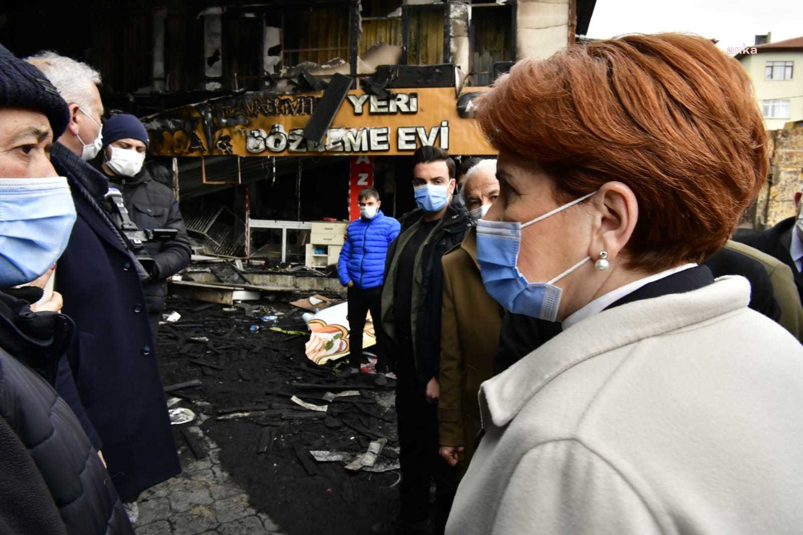 Akşener, Kızılcahamam'a gitti... Yangından zarar gören esnaf, yardım bekliyor