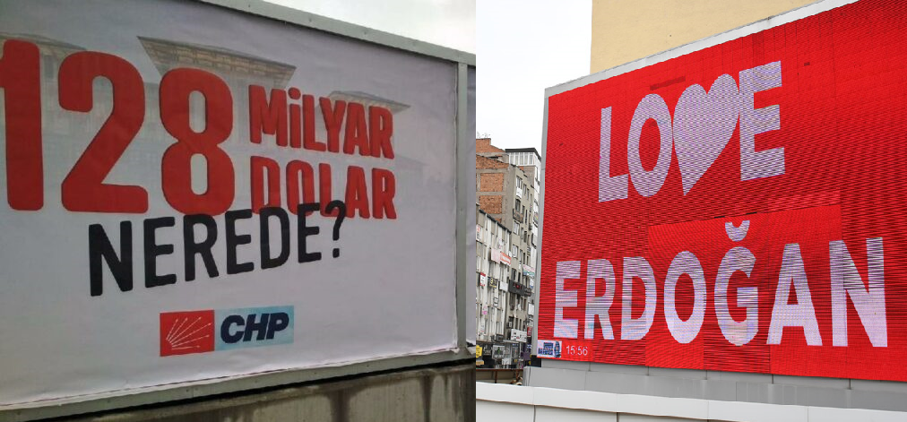 CHP ve AKP arasında afiş gerginliği! '128 milyar dolar nerede?' yasak ama 'Love Erdoğan' serbest!