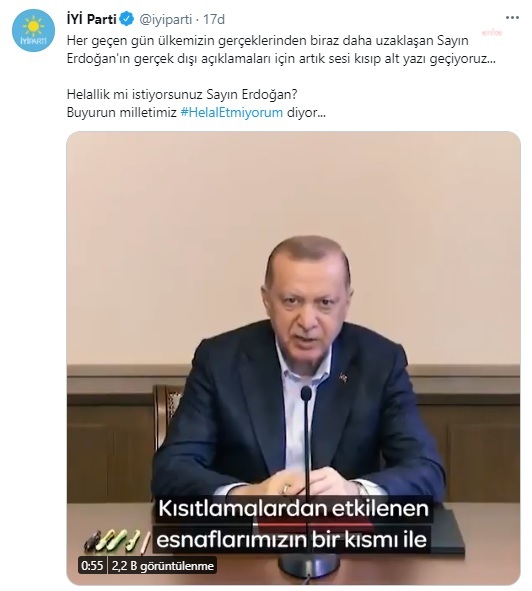 İYİ Parti’den altyazılı “helallik” protestosu…