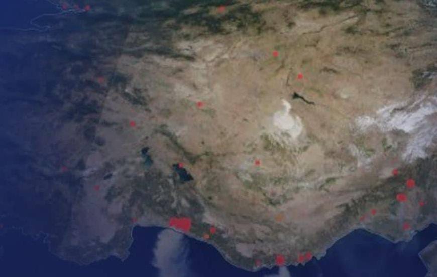Türkiye'deki orman yangınları NASA'nın uydu görüntüsünde