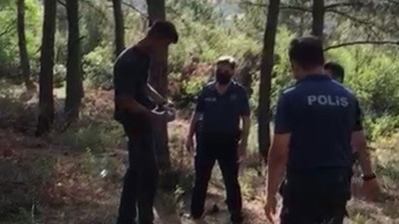 Orman yangını şüphesiyle gözaltına alınıp bırakılmıştı... Ormanda tiner şişesiyle yakalandı!