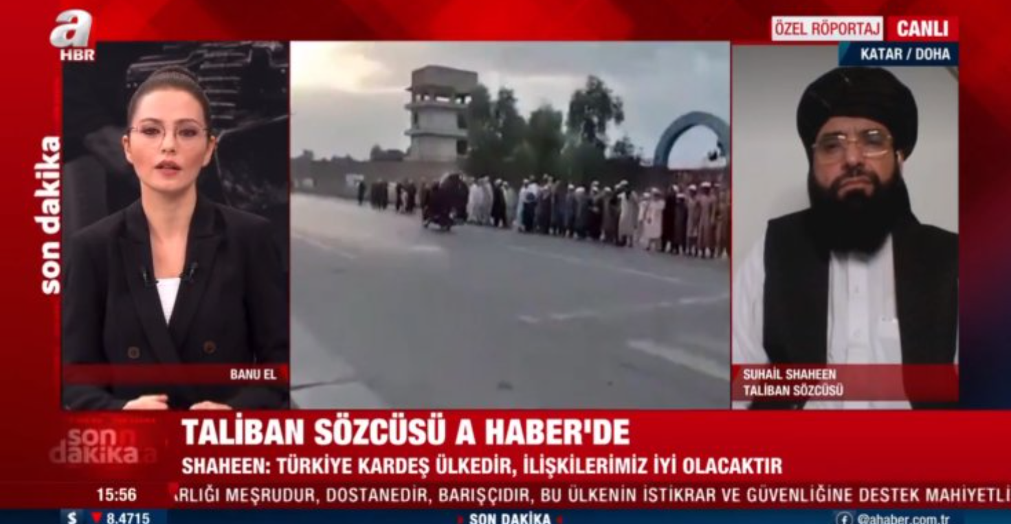 A Haber bu kez de Taliban sözcüsüne canlı yayında söz verdi! "Türkiye'yle bir arada olmak isteriz"